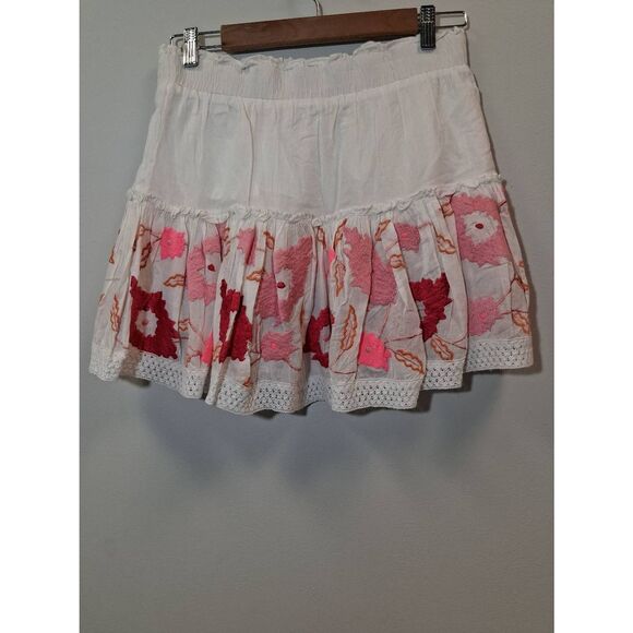 Misa los Angeles womens medium mini skirt embroidery pink white full - Picture 8 of 10